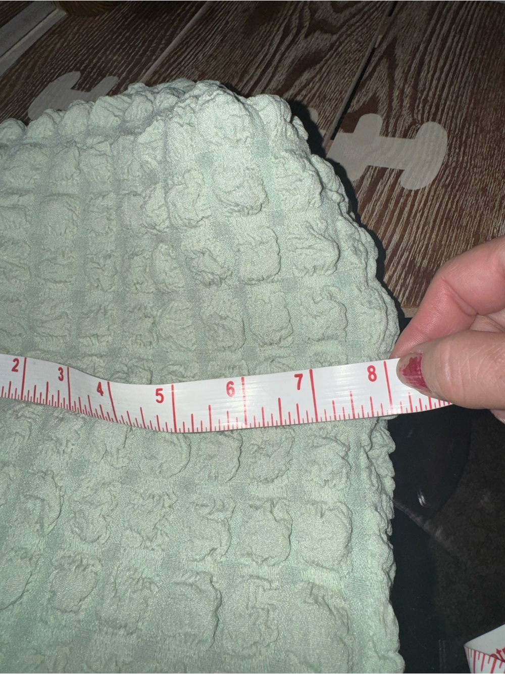 Stylish Textured Knit Top-Handle Bag in Sage Green - Picture 7 of 9